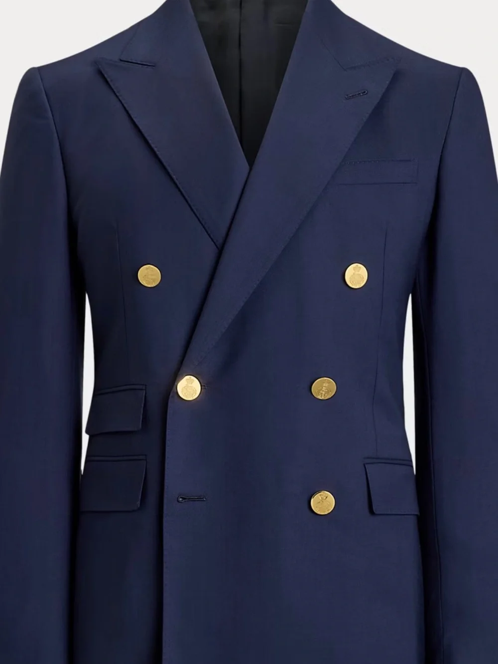 Ralph Lauren Purple Label Navy Double-Breasted Sport Coat with Gold Buttons